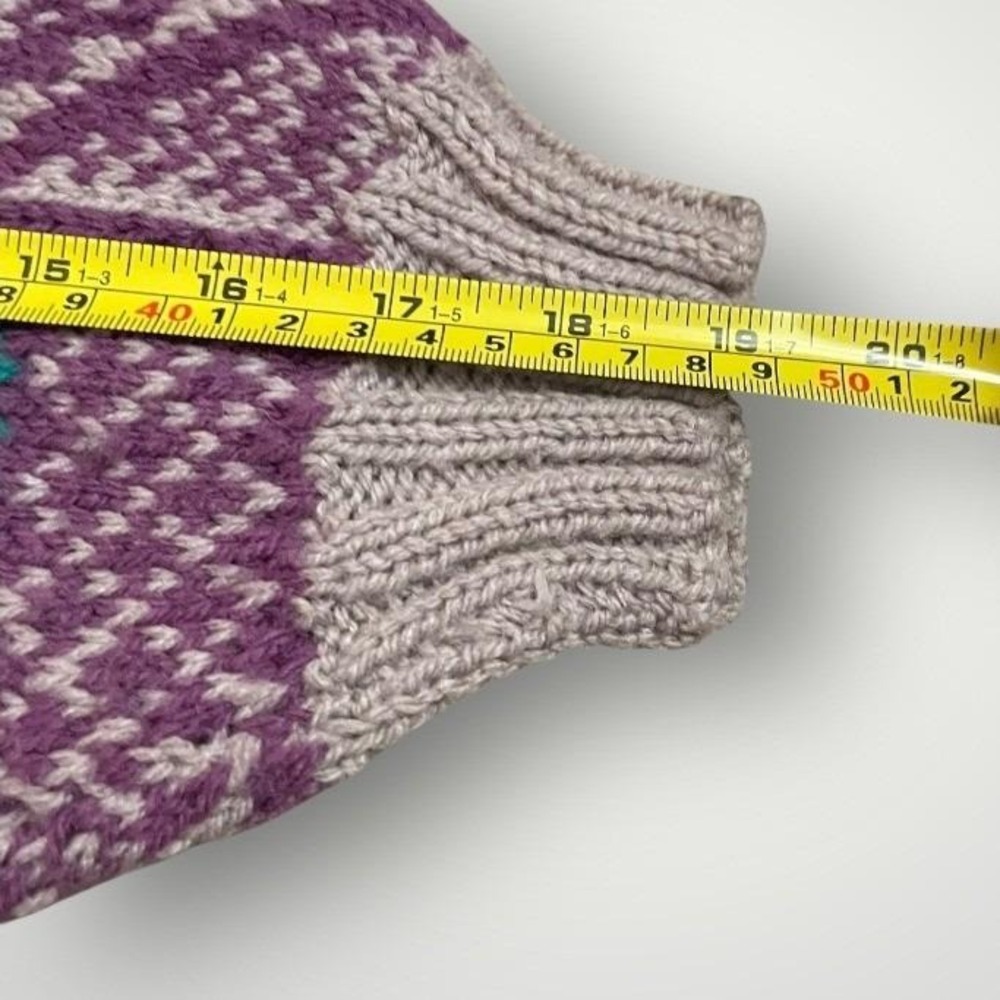 Vintage Geometric Button Cardigan Sweater Large Wool Statement Cozy Warm Unique - Picture 8 of 9